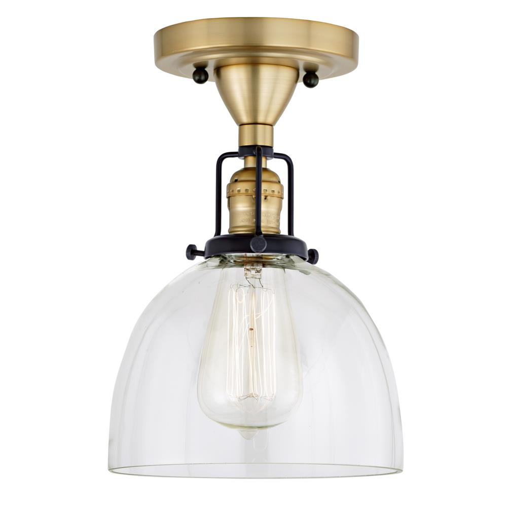 Jvi Designs 1222-10 S5 Nob Hill One Light Clear Madison Ceiling Mount In Satin Brass And Black